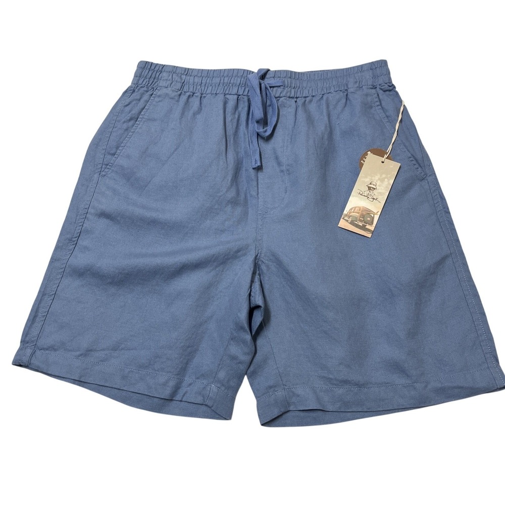 Panama Jack Shorts‎ Blue Linen Blend Pull On Elastic Waist Mens S Vacation Beach